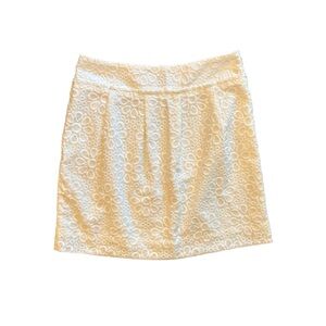 Ann Taylor LOFT white embroidered floral skirt size 4 NEW